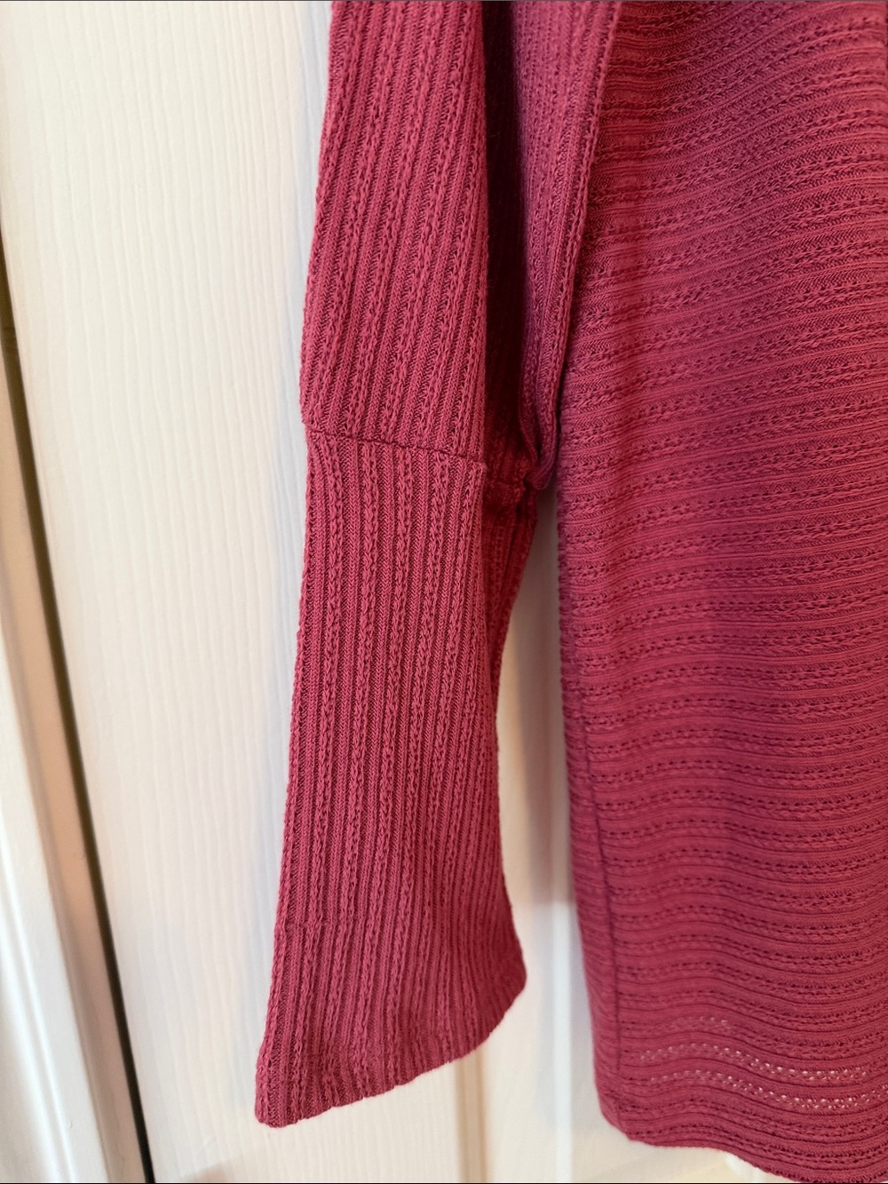 Staccato Ribbed Long-Sleeve Top in Deep Raspberry - Picture 3 of 6